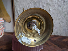 Load image into Gallery viewer, Vintage Brass Wall Sconce with Ribbed Amethyst Glass Shade – Art Nouveau Revival
