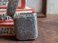 Load image into Gallery viewer, Title: Antique Sterling Silver Vesta Case – RDB, Birmingham 1903, Foliate Engraving

