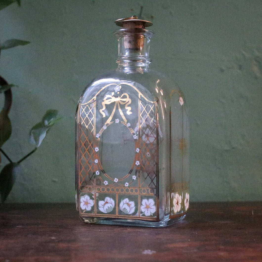 Holmegaard Christmas Bottle – 1980s Hand-Painted Glass Decanter with Stopper – 8
