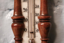 Load image into Gallery viewer, Scandinavian Aneroid Wheel Barometer With Thermometer, Carved Mahogany (C.1900–1920)
