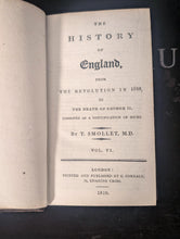 Load image into Gallery viewer, The History of England from the Revolution in 1688 to the Death of George II by T. Smollett, M.D. (6 Volumes, 1810)

