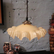 Load image into Gallery viewer, Antique Frilled Glass Pendant Light with Pink Ruffled Edge
