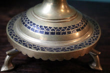 Load image into Gallery viewer, Antique Indian Brass &amp; Bidri Inlay Hookah Base / Vase on Feet
