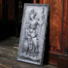 Load image into Gallery viewer, Antique 18th.C Cast Iron Fireback Panel – Classical Figure Relief – 58 x 29cm
