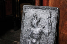 Load image into Gallery viewer, Antique 18th.C Cast Iron Fireback Panel – Classical Figure Relief – 58 x 29cm
