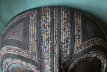 Load image into Gallery viewer, Vintage Cameroonian Beaded Mask – Mid-Century – Metal Eyes &amp; Mouth – 30 × 27 cm

