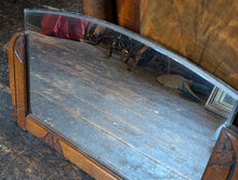 Load image into Gallery viewer, Arts &amp; Crafts Carved Oak Wall Mirror – Arched Plate – c.1900
