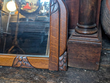 Load image into Gallery viewer, Arts &amp; Crafts Carved Oak Wall Mirror – Arched Plate – c.1900
