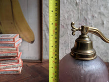 Load image into Gallery viewer, Vintage Brass Wall Sconce with Ribbed Amethyst Glass Shade – Art Nouveau Revival
