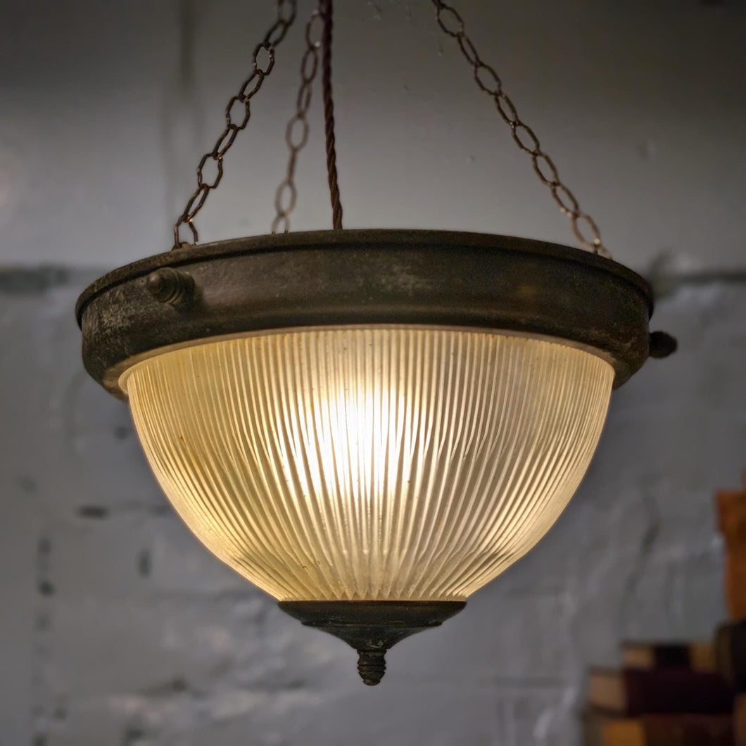 Vintage Art Deco Prismatic Holophane Ceiling Light