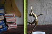 Load image into Gallery viewer, Art Deco Gilt Dancer On White Onyx Pin Tray - C.1930s
