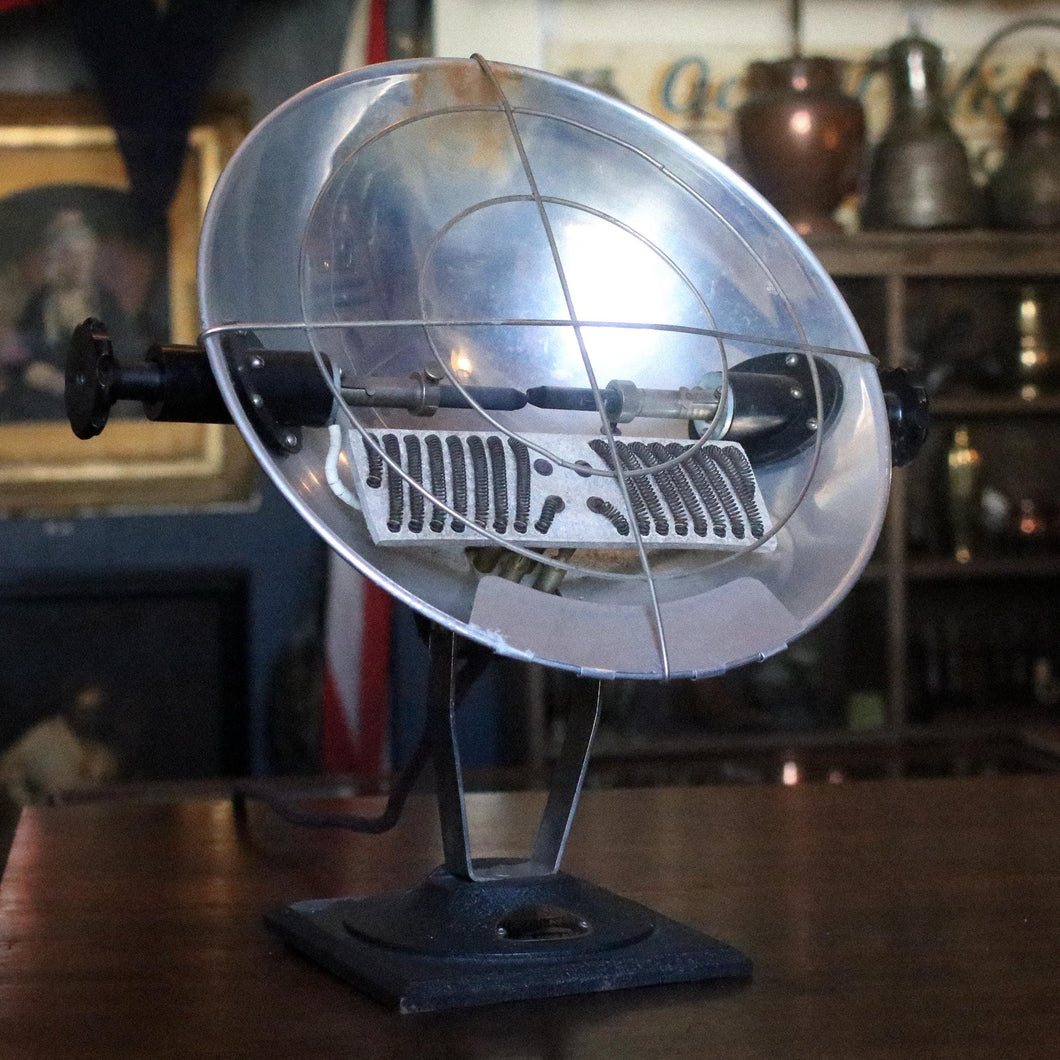 RAYSOL “Sunlamp” Parabolic Electric Heater – Spun-Aluminium Reflector on Cast Base – c.1930s/50s – Display/Prop