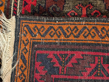Load image into Gallery viewer, 2&#39;9&quot; x 4&#39;10&quot; - Vintage Afghan Baluch (Baluchi) Tribal Hand-Knotted Wool Rug - Madder Red &amp; Indigo - 84 x 146 cm
