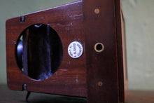 Load image into Gallery viewer, Victorian Quarter-Plate Mahogany Hand Camera Outfit with Brilliant Finder — 3 Dark Slides &amp; Leather Case

