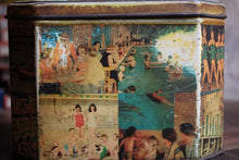 Load image into Gallery viewer, Mid-Century Holiday Montage Biscuit Tin - Butlins - English Seaside, Lido &amp; Circus Scenes
