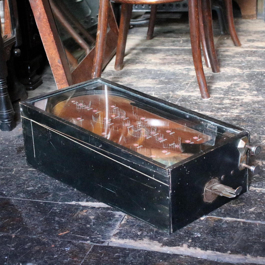 1930s Mills Novelty Co. “Official Pin Table” — Countertop Coin-Op Bagatelle/Pinball with Glass Top