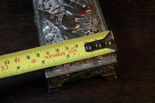 Load image into Gallery viewer, Vintage Japanese Silver-Plated Jewellery Box with Birds &amp; Blossom — Repoussé, Velvet Lined
