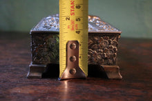 Load image into Gallery viewer, Vintage Japanese Silver-Plated Jewellery Box with Birds &amp; Blossom — Repoussé, Velvet Lined
