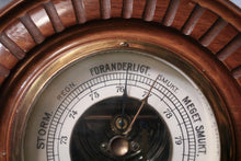 Load image into Gallery viewer, Scandinavian Aneroid Wheel Barometer With Thermometer, Carved Mahogany (C.1900–1920)

