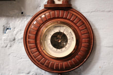 Load image into Gallery viewer, Scandinavian Aneroid Wheel Barometer With Thermometer, Carved Mahogany (C.1900–1920)
