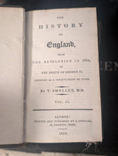 Load image into Gallery viewer, The History of England from the Revolution in 1688 to the Death of George II by T. Smollett, M.D. (6 Volumes, 1810)
