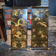 Load image into Gallery viewer, Pair Of Chinoiserie Lacquer Dragon Panels – Faux Scroll Form – 23" x 7.75" Each (59 x 20 cm)
