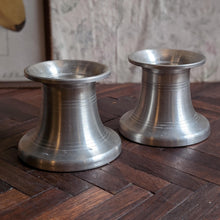 Load image into Gallery viewer, Pair Of Norwegian Pewter Tea Light Candle Holders –  1970s – 3.25" Tall
