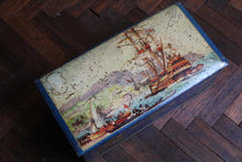 Load image into Gallery viewer, Huntley &amp; Palmers “Captain Cook Arrives at Tahiti” Biscuit Tin – Nautical Scene – 20 × 7 × 10 cm
