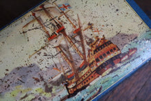 Load image into Gallery viewer, Huntley &amp; Palmers “Captain Cook Arrives at Tahiti” Biscuit Tin – Nautical Scene – 20 × 7 × 10 cm
