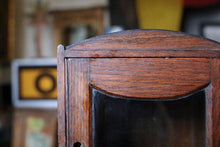 Load image into Gallery viewer, Miniature Oak Smoker’s Cabinet With Glazed Door &amp; Carved Floral Frieze, c.1910
