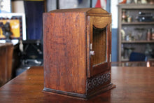 Load image into Gallery viewer, Miniature Oak Smoker’s Cabinet With Glazed Door &amp; Carved Floral Frieze, c.1910
