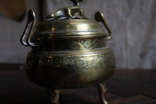 Load image into Gallery viewer, Early 20th-C Japanese Brass Koro Incense Burner With Animal Finial
