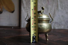 Load image into Gallery viewer, Early 20th-C Japanese Brass Koro Incense Burner With Animal Finial

