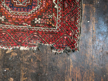 Load image into Gallery viewer, 3&#39;9&quot; x 6&#39;10&quot; – Vintage Afghan Ersari (Turkmen) Hand-Knotted Wool Rug – Brick Red &amp; Indigo – 114 x 208 cm
