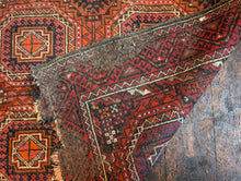 Load image into Gallery viewer, 3&#39;9&quot; x 6&#39;10&quot; – Vintage Afghan Ersari (Turkmen) Hand-Knotted Wool Rug – Brick Red &amp; Indigo – 114 x 208 cm
