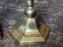 Load image into Gallery viewer, Tall Antique English Barley Twist Brass Candlesticks 19&quot;
