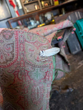 Load image into Gallery viewer, Large Victorian Kashmir-Style Paisley Shawl – Soft Pink &amp; Sage With Pom-Pom Trim - 163 x 163 cm
