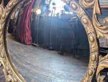 Load image into Gallery viewer, Vintage Rococo-Style Gilt Round Convex Wall Mirror - Scroll Frame - 55 x 49 cm

