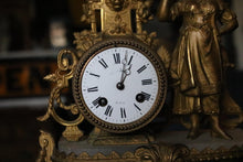 Load image into Gallery viewer, French Figural Spelter &amp; Alabaster Mantel Clock – 35 cm
