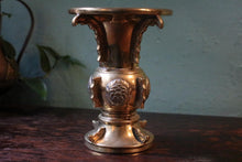 Load image into Gallery viewer, Archaistic Brass Gu-Form Mini Altar/Bud Vase With Peony Medallions - 13.5cm (5.3&quot;)
