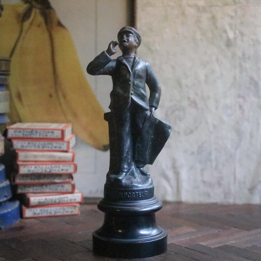 Early 20th.C Spelter Figure “Le Colporteur” On Ebonised Base
