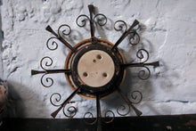 Load image into Gallery viewer, Mid Century Sunburst Iron Barometer With Brass Bezel

