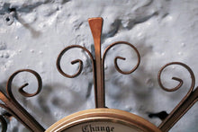 Load image into Gallery viewer, Mid Century Sunburst Iron Barometer With Brass Bezel
