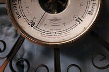 Load image into Gallery viewer, Mid Century Sunburst Iron Barometer With Brass Bezel

