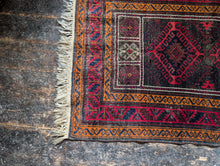 Load image into Gallery viewer, 2&#39;9&quot; x 4&#39;10&quot; - Vintage Afghan Baluch (Baluchi) Tribal Hand-Knotted Wool Rug - Madder Red &amp; Indigo - 84 x 146 cm
