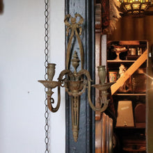 Load image into Gallery viewer, Early 20th.C Louis XVI-Style Cast Brass Two-Arm Candle Sconce With Ribbon &amp; Urn

