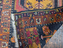 Load image into Gallery viewer, 3&#39;2&quot; x 5&#39;6&quot; - Vintage Anatolian (Turkish) Tribal Hand-Knotted Wool Rug - Saffron, Madder &amp; Indigo - 97 x 167 cm
