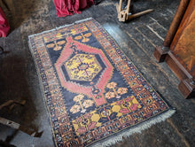Load image into Gallery viewer, 3&#39;2&quot; x 5&#39;6&quot; - Vintage Anatolian (Turkish) Tribal Hand-Knotted Wool Rug - Saffron, Madder &amp; Indigo - 97 x 167 cm
