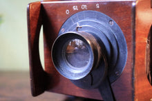 Load image into Gallery viewer, Victorian Quarter-Plate Mahogany Hand Camera Outfit with Brilliant Finder — 3 Dark Slides &amp; Leather Case

