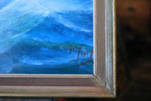 Load image into Gallery viewer, Stormy Seascape With Clipper And Icebergs — Signed Vintage Oil On Canvas In Gilt Frame
